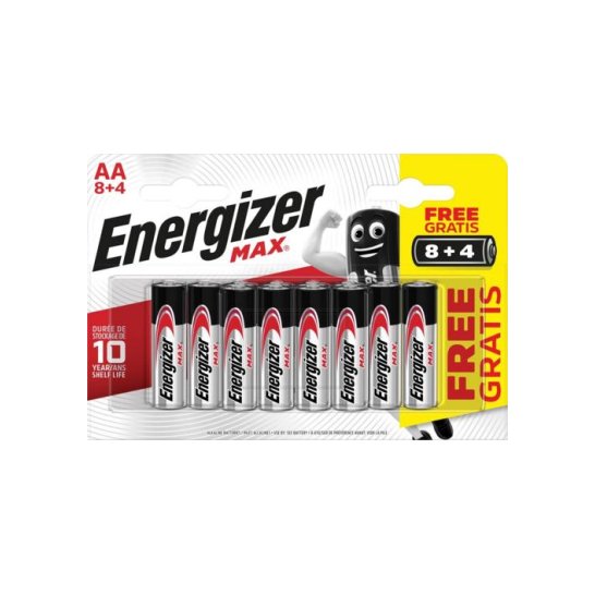 AA Batterij Energizer Max 8+4