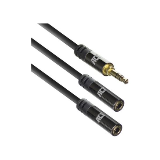 ACT AC3620 audio kabel 0,15 m 3.5mm 2 x 3.5mm Zwart