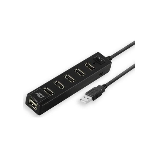 ACT AC6215 interface hub USB 2.0 480 Mbit/s Zwart