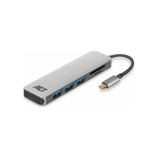 ACT AC7050 3-Poorts USB-C 3.2 Gen1 (USB 3.0) Hub met kaartle