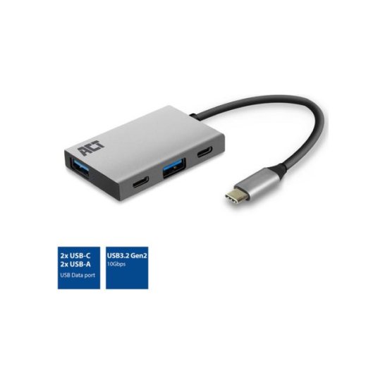 ACT AC7070 USB-C Hub 4 port met 2x USB-C en 2x USB-A, SuperS