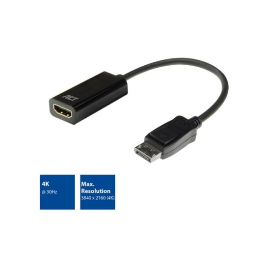 ACT DisplayPort naar HDMI female adapter, 4K, 0.15M